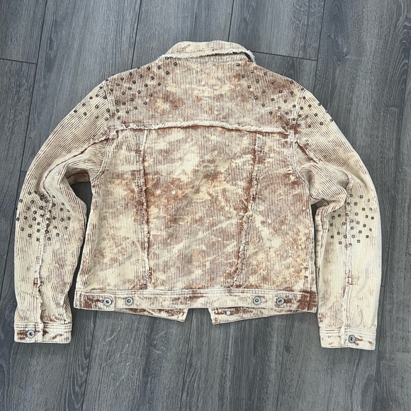POL Rock N Roll Studded & Distressed Corduroy Jacket Beige Brown Medium - Picture 8 of 10